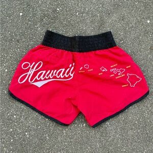Y2K Red & Black Hawaii Mini Shorts / Swim Shorts